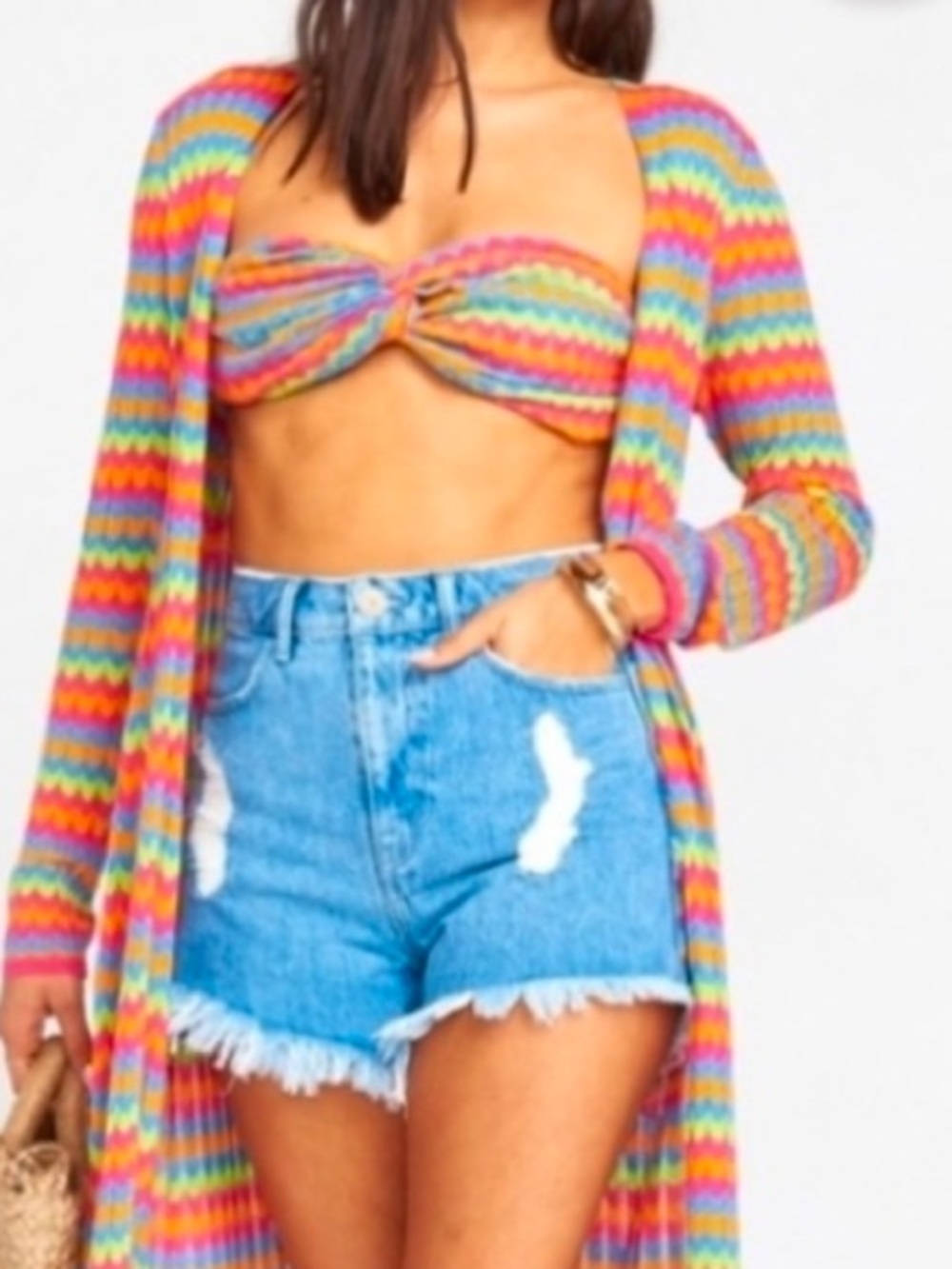 Show Me Your MuMu | Jazmine Cardi Paradise Island Knit Rainbow Top | Size XS